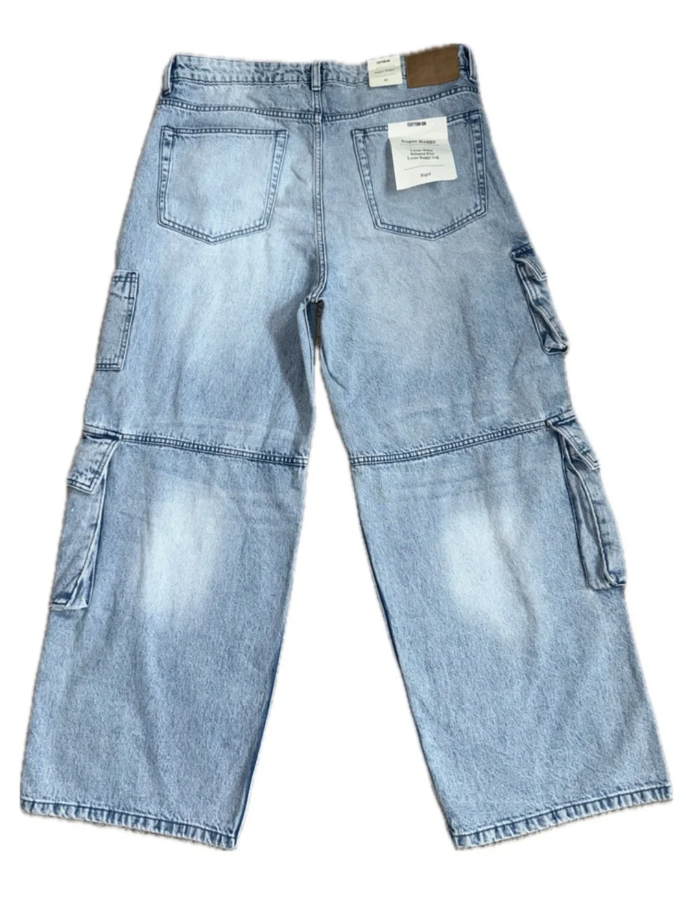 👖🛹 COTTON ON *NWT* Super Baggy Cargo‎ Jeans Light Blue Wash Y2K | Men's Sz 36